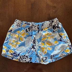 Patagonia Blue Floral Elastic-Waist Athletic Shorts